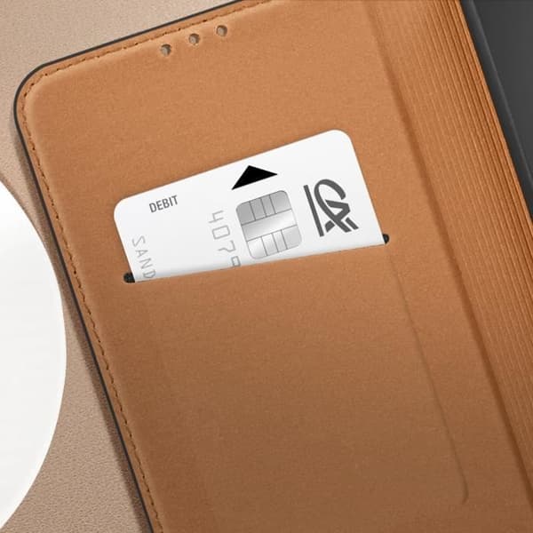 Samsung Galaxy S23 FE Fodral - AVIZAR - Äkta läder - Korthållare - Svart