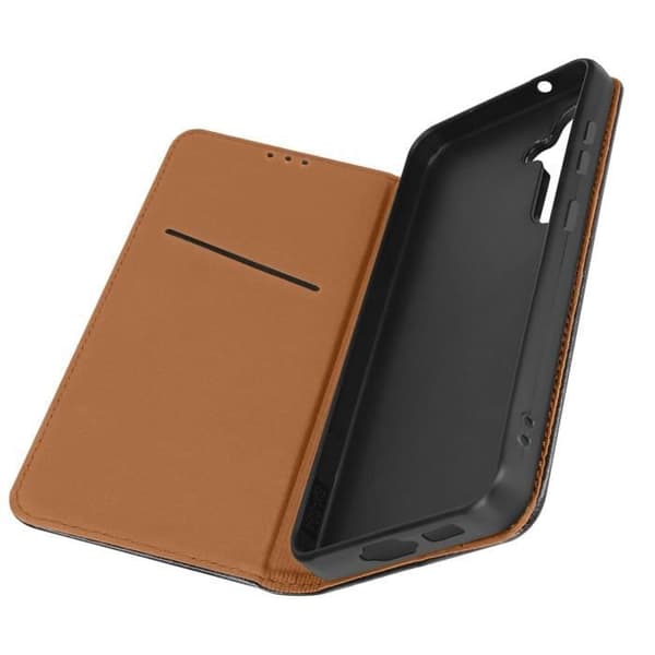 Samsung Galaxy S23 FE Fodral - AVIZAR - Äkta läder - Korthållare - Svart