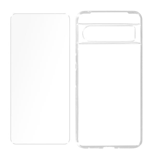 Fodral för Google Pixel 8 Pro - AVIZAR - Silikongel och 9H härdat glas - 360° fullt skyddspaket