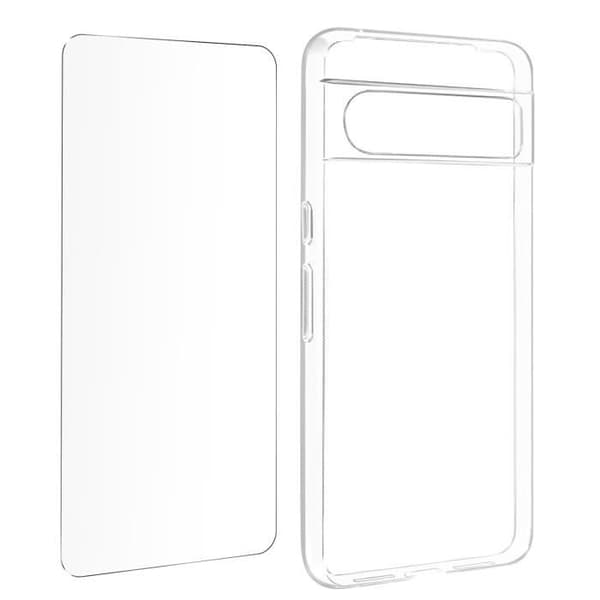 Fodral för Google Pixel 8 Pro - AVIZAR - Silikongel och 9H härdat glas - 360° fullt skyddspaket