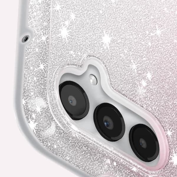Fodral till Samsung Galaxy A05s Glitter Silikon Halvstyv Tunn Vit / Rosa