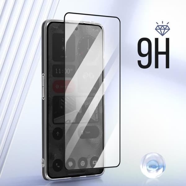 Fodral för Nothing Phone 2 Silikongel och härdat glas Fasad kant Svart