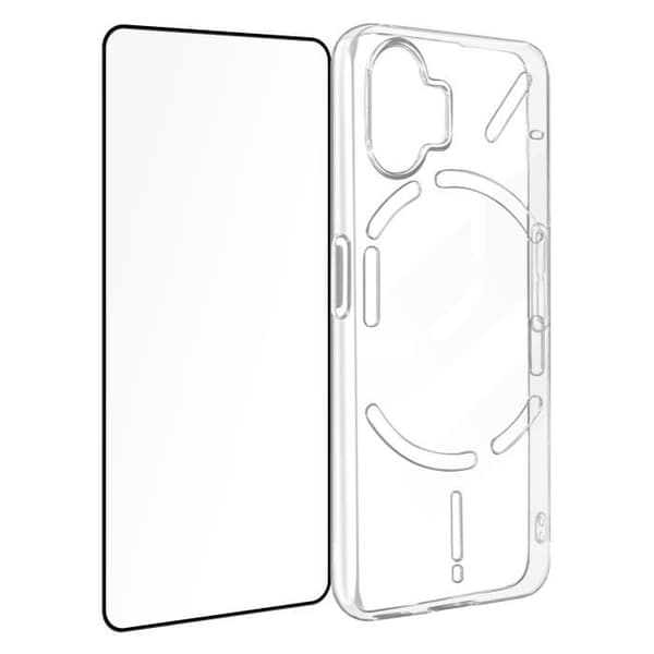 Fodral för Nothing Phone 2 Silikongel och härdat glas Fasad kant Svart