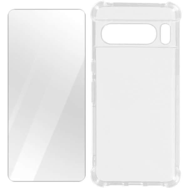Fodral för Google Pixel 8 Pro Stötsäkra hörn + 9H härdat glas Transparent