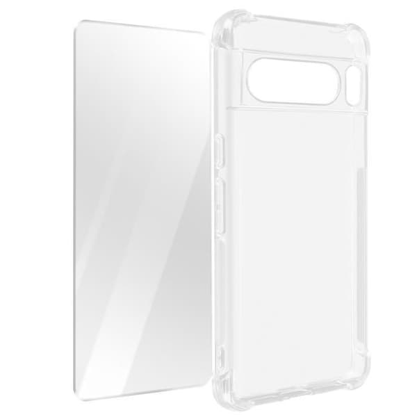 Fodral för Google Pixel 8 Pro Stötsäkra hörn + 9H härdat glas Transparent