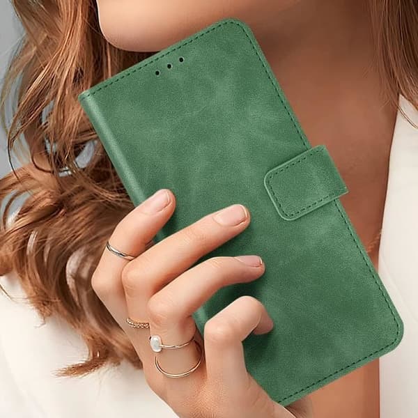 Fodral till Samsung S24 Plus - AVIZAR - Wallet Flip Video Support - Grön - Syntet - Flik