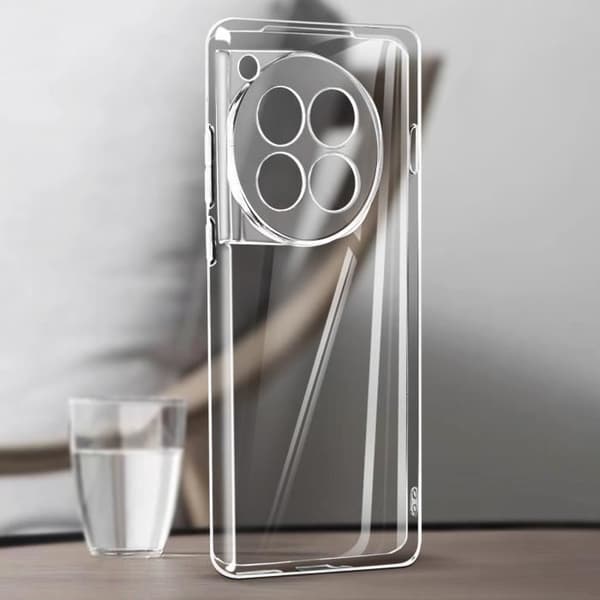 AVIZAR Fodral för OnePlus 12 och 12R - Transparent mjukt silikon - Skyddad kamera - Anti-gulning textur