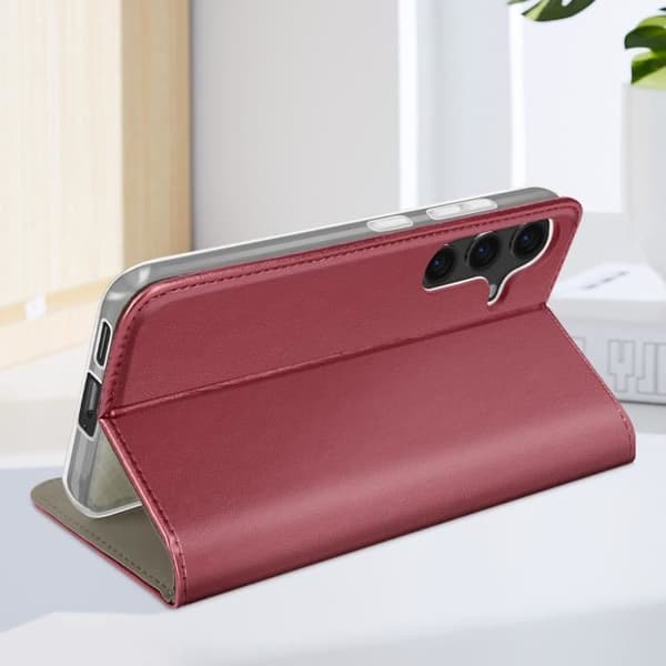 Fodral till Samsung Galaxy S24 Plånbok Magnetisk Stativ Funktion Burgundy