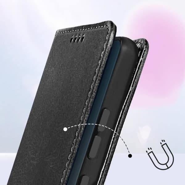 Plånboksfodral för OnePlus 12 och 12R Magnetisk flikstöd Svart