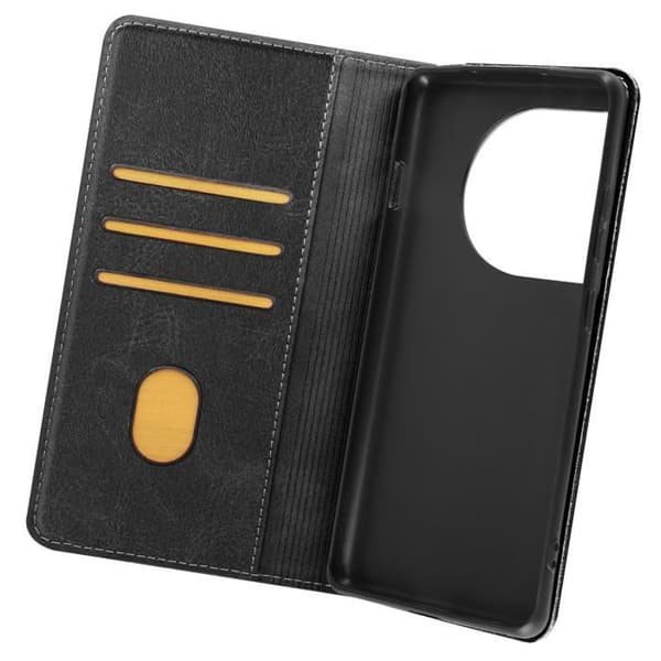Plånboksfodral för OnePlus 12 och 12R Magnetisk flikstöd Svart