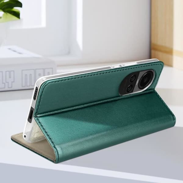 Fodral till Oppo Reno 10 och Reno 10 Pro - AVIZAR - Funktion för plånboksställ - Mörkgrön