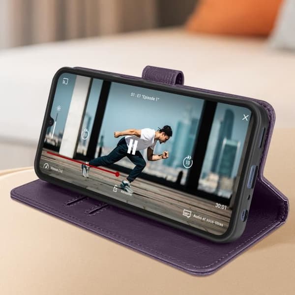 Fodral till Samsung Galaxy A25 - AVIZAR - Support för plånbok och video - Lila - Halvstyvt - Flik
