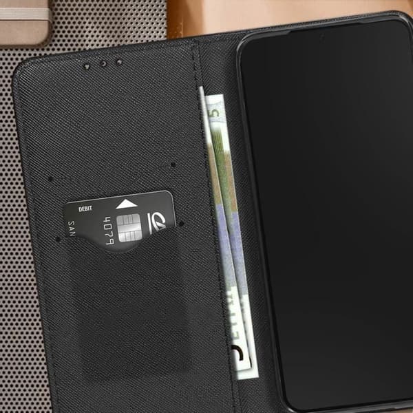 Fodral för Samsung Galaxy S24 Flip Wallet Video Support Svart - AVIZAR - Halvstyvt - Syntet - Blandat
