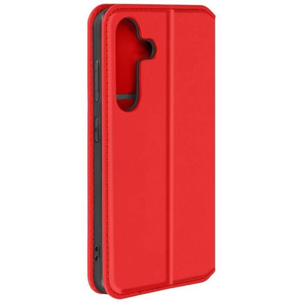 Rött halvhårt fodral till Samsung Galaxy S24 Plus med korthållare, videostöd och magnetisk flip
