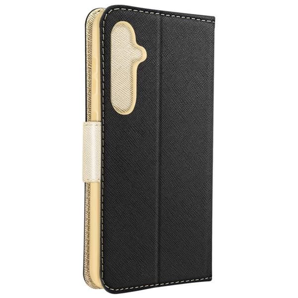 Fodral för Samsung Galaxy S23 FE Flip Wallet Support Video Svart / Guld
