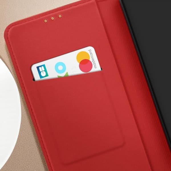 Fodral till Samsung Galaxy S24 Plus i äkta läder med korthållare Röd - AVIZAR - Stel - Smidig - Blandad