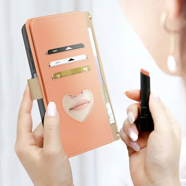 Axelremsfodral för Xiaomi Redmi 13C Plånbok med dragkedja Aprikos Crush