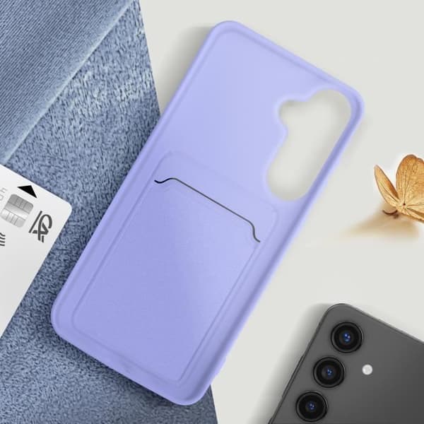 Fodral för Samsung Galaxy S24 korthållare Mjuk anti-fingeravtryck lila