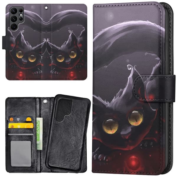 Samsung Galaxy S24 Ultra - Lommebok Deksel Svart Katt
