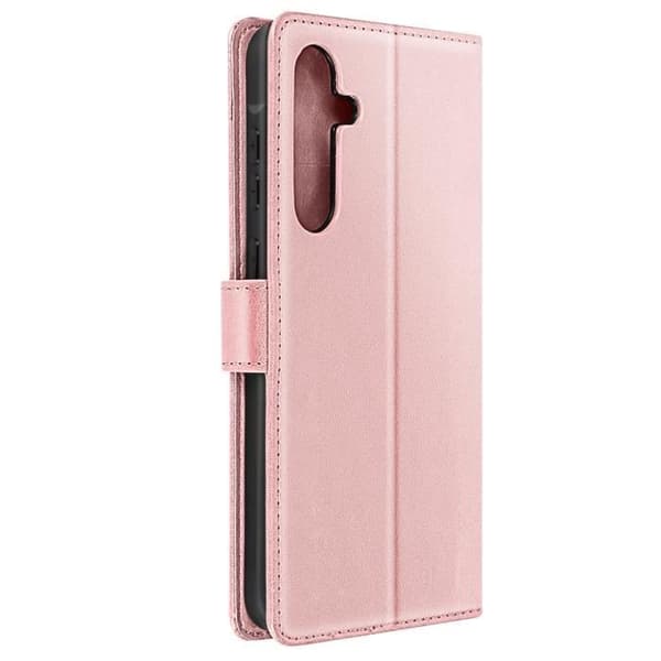 Fodral för Samsung Galaxy A55 Plånbok Flower Butterfly med handledsrem pulverrosa
