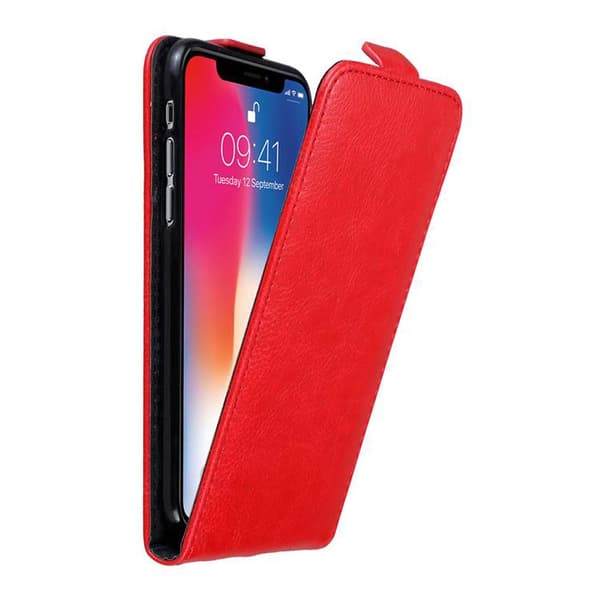 Apple iPhone X / XS Pungetui Flip Cover () ÆBLE RØD