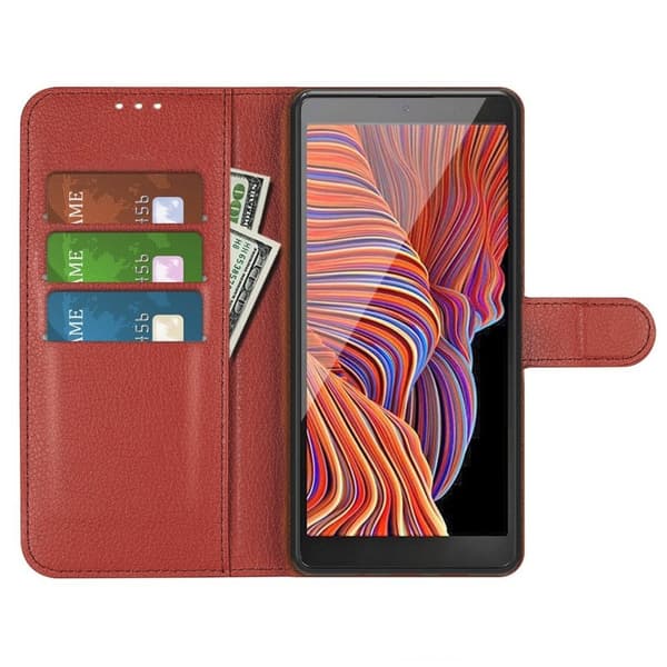 Samsung Galaxy XCover 7 Plånboksfodral med Stativ - Brun
