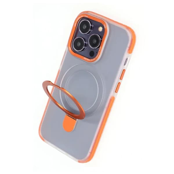 iPhone 15 Pro Mobilskal med Magsafe och Stativ - Orange