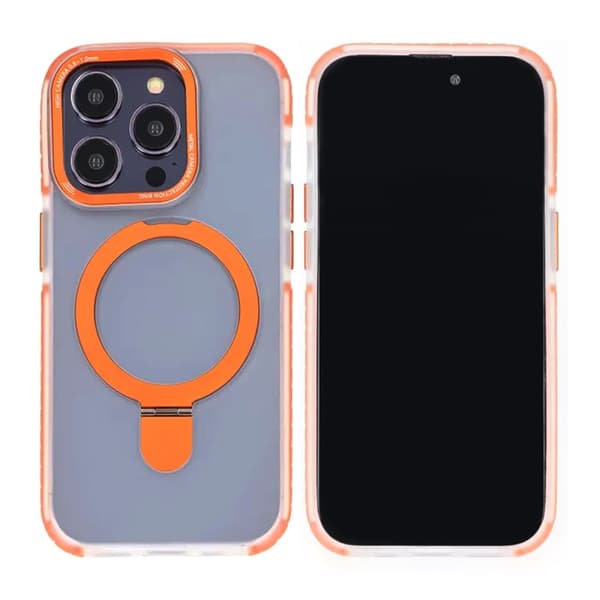 iPhone 15 Pro Mobilskal med Magsafe och Stativ - Orange