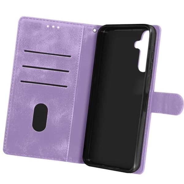 Fodral för Samsung Galaxy A15 5G Flower Wallet med handledsrem Lavendel