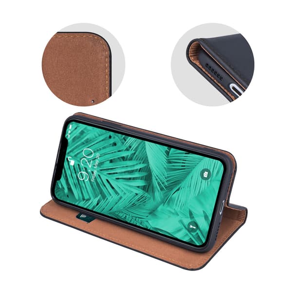 Läderfodral med ställ & kortfack till Samsung Galaxy M34 5G - Svart