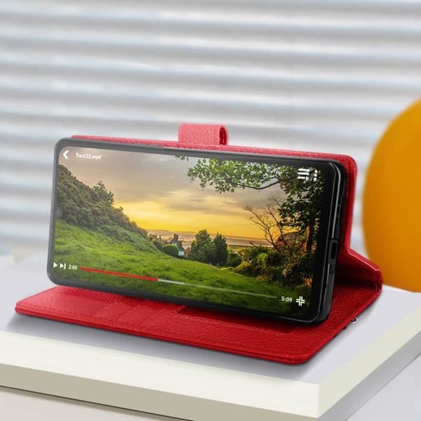 Fodral till Xiaomi Redmi 13C - AVIZAR - Videosupportplånbok - Röd - Halvstyv - Smidig