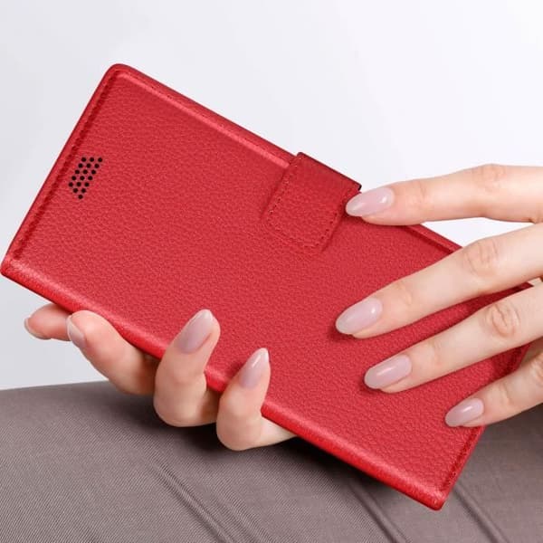 Fodral till Xiaomi Redmi 13C - AVIZAR - Videosupportplånbok - Röd - Halvstyv - Smidig