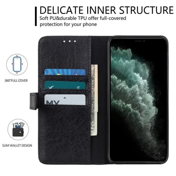 iPhone 12-fodral - Premium - PU-läder - Magnetisk plånbok - 2 korthållare - Justerbart stöd