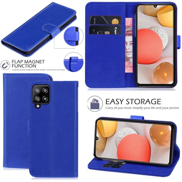 Wallet Case Leather Flip Phone Cover Samsung Galaxy A10 Blue
