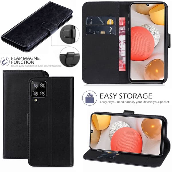 Wallet Case Leather Flip Phone Cover Samsung Galaxy A34 5G Black