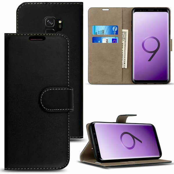 Phone Case Leather Flip Wallet Cover Samsung Galaxy S22 Plus Black