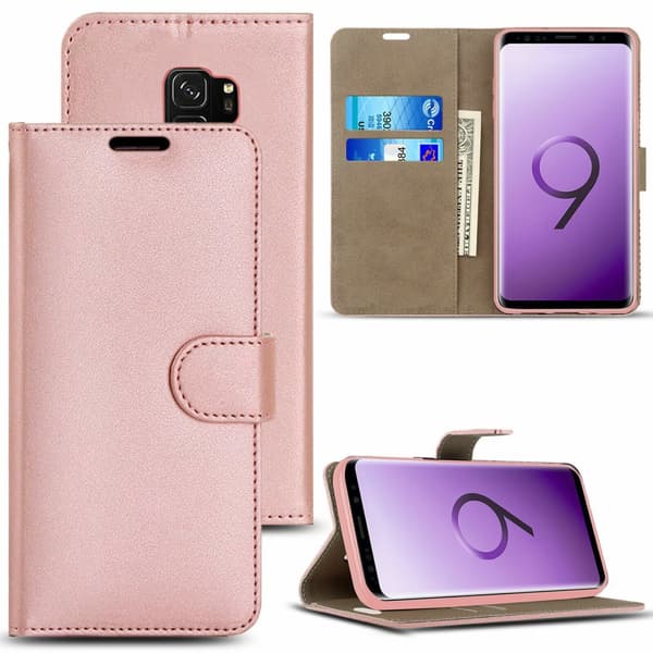 Phone Case Leather Flip Wallet Cover Samsung Galaxy S24 Ultra Rose Gold