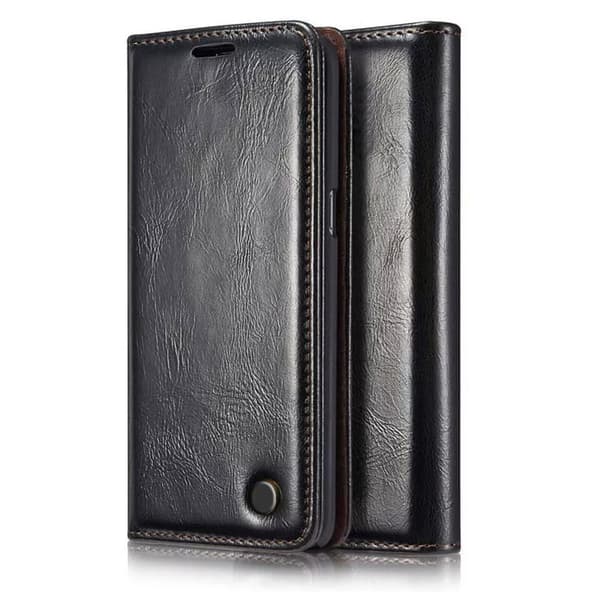 Leather Phone Case Shockproof Magnet Wallet Cover Samsung Galaxy S9 Black.