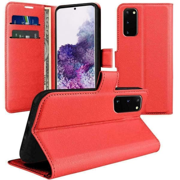 Wallet Case Leather Flip Phone Cover Samsung Galaxy A71 Red