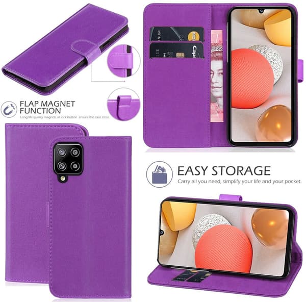 Wallet Case Leather Flip Phone Cover Samsung Galaxy A52s Purple