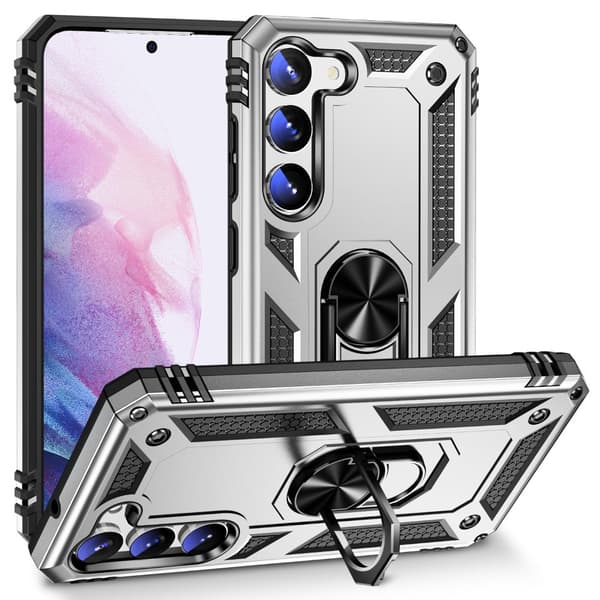 Case Shockproof ARMOUR Stand Phone Cover Samsung Galaxy A15 4G / A15 5G Silver