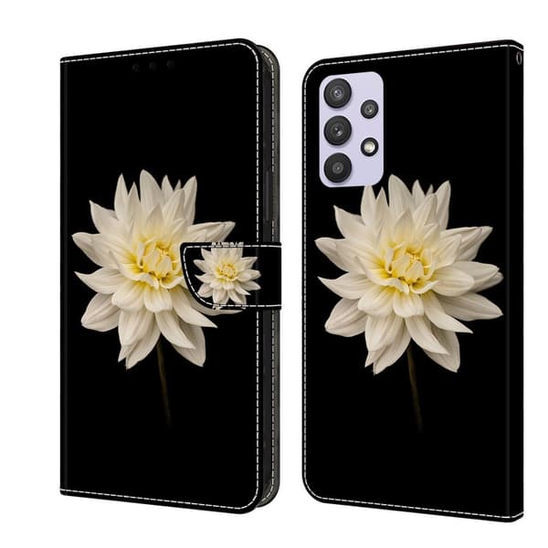 Case Patterned Flip Wallet Stand Phone Cover Samsung Galaxy A33 5G Black White Flower