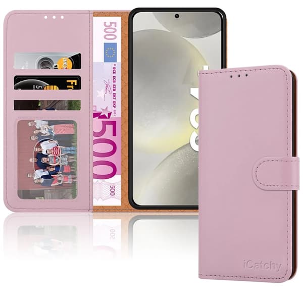 Case Flip Leather Wallet Book Stand Cover Samsung Galaxy S24 Ultra Rose Gold