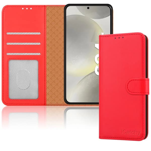 Case Flip Leather Wallet Book Stand Cover Samsung Galaxy S24 Ultra Red