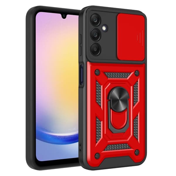 Camera Sliding Shockproof Phone Cover Case Samsung Galaxy S24 Ultra Red