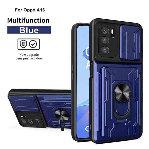 Heavy Duty Magnetic Luxury Camera Cover Card Slot Shockproof Stand Phone case Samsung Galaxy S24 Ultra Blue with Magnetic Ring Holder