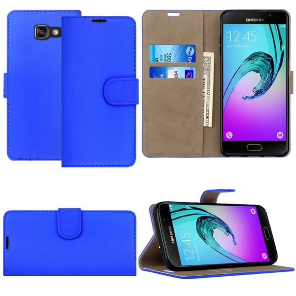 Phone Case Magnetic Flip Leather Wallet Cover Samsung Galaxy A6 Plus 2018 Blue