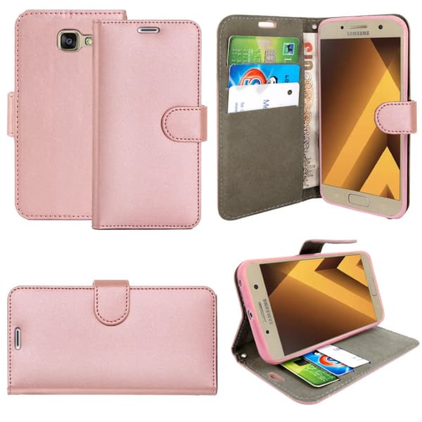 Phone Case Magnetic Flip Leather Wallet Cover Samsung Galaxy A6 Plus 2018 Rose Gold