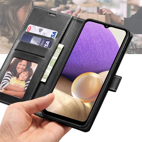 Leather Flip Case Wallet Stand Phone Cover Samsung Galaxy A14 5G Blue & Green