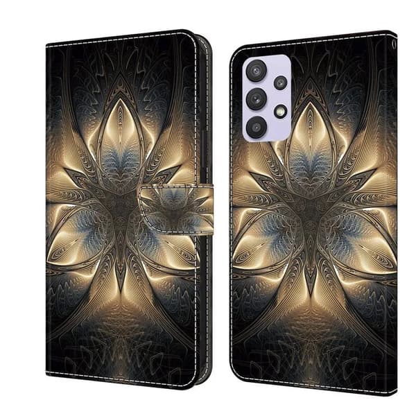 Painted Flip Leather Wallet Phone Case Samsung Galaxy A23 5G Gold And Turquoise